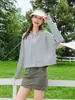 2025 Novo Chapéu de Vinil com Capa Grande Roupas de Proteção Solar Feminina Jaqueta Respirável com Capuz de Seda Gelada Proteção UV