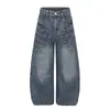 Pantalones vaqueros de pierna ancha para hombre, tendencia callejera americana, pantalones de trabajo, diseño desgastado, doble botonadura, personalidad, holgados, largos