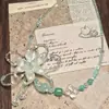 [Mar de Flores de Primavera] Nuevo Diseño de Moda Collar de Flores con Cuentas con un Aspecto Fresco y en Capas, Perfecto para Sesiones de Fotos
