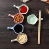 Plato multiusos para salsa, vinagre y condimentos de cocina, plato con asa para condimentos de paja de trigo, plato pequeño para condimentos de olla caliente, plato para salsas