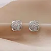 Pendientes de Trébol de Cuatro Hojas con Circonita Estilo Pequeño Fragante Más Vendidos Transfronterizos para Mujer Diseño de Nicho Accesorios de Alta Gama Pendientes Elegantes