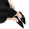 2026 Versão Coreana Primavera Nova Moda Sapatos de Couro com Salto Bloco Bico Quadrado Pequeno e Boca Rasa para Mulheres
