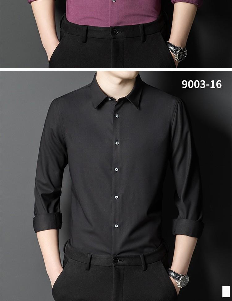 可做LOGO长短袖竹纤维衬衫潮男士弹力纯色商务免烫