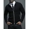 Nuevo Suéter de Punto para Hombre de Comercio Exterior Transfronterizo Estilo Coreano Moda Juvenil Casual Cárdigan con Cuello Alto Suéter Cálido para Hombre
