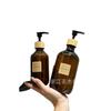 Em estoque 500ml 300m marrom emulsão líquido para lavar as mãos detergente de roupa engarrafado l bomba de rosca de bambu garrafa PET