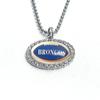 Collar con colgante de gema de tiempo de diamante ovalado de la NFL Fútbol Americano 32 Equipos Green Bay Panthers Collar con nombre del equipo