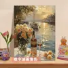 Pintura al Óleo Digital al por Mayor Pintura al Óleo DIY Colorear Florales Alféizar de Ventana Flor Pintura al Óleo Relleno Pintura Decorativa Simple