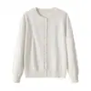 Cárdigan de punto para mujer, de manga larga, cuello redondo, con lunares de colores, de algodón, fino, adecuado para primavera y otoño, chaqueta suéter 100% algodón