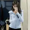Jaqueta Moletom Feminina 2026 Outono e Inverno Novo Estilo Primavera e Outono Slim-Fit Roupa de Yoga Feminina Top Esportivo Cardigan Justo