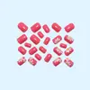 Unhas Vestíveis de Estilo Fresco e Energético, Peças de Unha Vermelho Rosa, Arte de Unha Estilo Curto com Margaridas Pequenas, Produtos Acabados de Arte de Unha Vestíveis Atacado