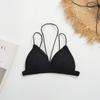 Spice Girl Sutiã Triângulo Preto Bojo Costas Lindas Pescoço Pendurado Cor Contrastante Interno Sexy Sling Francês Fino Pequeno Peito Lingerie