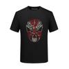 Camiseta con Mascara de Ópera de Pekín National Tide con Perforaciones Calientes para Hombre de Manga Corta Verano Moda Base Ropa Camiseta de Algodón de Seda Talla Grande