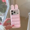Capa 3D de Coelho com Estampa Floral para Apple 17 Pro Max, Fofa para iPhone 16, 15, 14 para Meninas