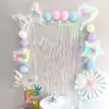 Estilo Ins Perlado Niños Cumpleaños Fantasía Cortina de Lluvia Láser de Seda Fiesta de Bebé Decoración Escena de Arte Latte Colorido Primer Cumpleaños
