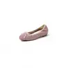 Zapatos de Mujer Estilo Francés con Lazo, Boca Baja, Capa Única, Piel Suave Interior, Tacón Interno, Nuevos de Primavera, Piel de Vaca, Punta Redonda, Tacones Planos, Zapatos de Mujer
