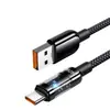 Cable Plano Redondo Tipo-C Extendido de 2m 240W de Carga Súper Rápida para Huawei Honor 6A Cable Transparente Emisor de Luz