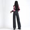 Jeans de Tiro Alto Forrados de Polar para Mujer, Estilo Grueso de Invierno, Pantalones de Pierna Recta Sueltos de Pierna Ancha Adelgazantes de Longitud Completa para Mujer, Diseño de Doble Botón