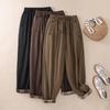 Pantalones de algodón acolchado vintage de invierno con cintura elástica, pantalones Harlan ajustados, pantalones casuales gruesos y cálidos