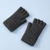 Guantes de Medio Dedo para Estudiantes Varones en Otoño e Invierno con Solapa de Lana Tejidos Gruesos Cálidos y a Prueba de Frío Guantes Ciclismo sin Dedos