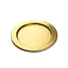 Bandeja Plana Retro Coreana Plato Redondo de Acero Inoxidable Borde Ancho Plato Plano Postre Pastel Plato para Snacks Pasta Plato para Barbacoa