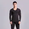 Roupas de outono calças compridas conjunto masculino fino forrado com fleece masculino De veludo sem costura roupa íntima térmica dupla face veludo roupa íntima masculina