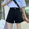 Novedad Verano 2022 Estilo Coreano Shorts de Mezclilla Enrollables para Mujer Cintura Alta Casual Sueltos Versátiles de Pierna Ancha Pantalones Cortos Ajustados para Mujer