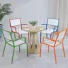Conjunto Simples Colorido Promocional de Mesa e Cadeiras para Loja de Chá de Leite, Pátio Externo, à Prova de Sol e Impermeável, Mesas e Cadeiras Externas Personalizadas de Liga de Alumínio