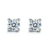 Bolsa Redonda Cuadrada Viva Aretes de Diamante de Alto Carbono de Cuatro Garras Femenino Amor Corazón 925 Aguja de Plata Esterlina Circonita 5A Aretes de Seis Garras Oreja