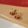 Nuevos Pendientes de Granada Roja Estilo Chino Retro Exquisitos Versátiles Diseño de Nicho Pendientes de Gama Alta Pendientes al por Mayor para Mujer