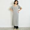Vestido largo modal de estilo coreano para primavera y verano, con manga corta y falda holgada, color liso, cuello redondo, talla grande
