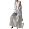 Vestido Coreano Chic Normcore Nicho Gola Redonda Solto Longo Acima do Joelho Vestido Colete Saia Longa para Mulheres