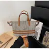 Design único moda cor color-block listrado linho retalhos bolsa tote bolsa pequena para mulheres 2026 verão nova bolsa transversal