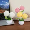 Planta de tulipán mullida de hilo tejido transfronterizo en maceta flor artificial planta de escritorio de oficina regalo para el Día del Maestro