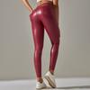 Pantalones de Piel Sintética Transparente Transfronterizos, Alta Elasticidad, Sexy, Color Sólido, Brillantes, Felpa Fina, Ajustados, Con Bolsillos, Leggings de Fitness, Pantalones de Running y Yoga
