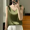 Camisola de Satén en Stock Nueva Moda Femenina Primavera/Verano 2026 Corte Ajustado Cuello en V Estilo Corto con Tirantes Anchos Camisola Interior Camiseta sin Mangas