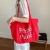Bolsa de Tote Casual de Nylon Estilo Coreano, Bolso de Mano de Moda con Estampado de Letras, Bolso Cruzado de Rayas de Celebridad de Internet de Doble Cara para Mujer