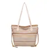 Bolso de Hombro Tejido de Moda para Mujer, Nuevo Estilo Étnico, Bloques de Color, Rayas, Simple, para el Trabajo y los Viajes