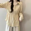 Colección Otoño 2026: Camisa de Manga Larga con Cintura de Cordón Talla Plus para el Trabajo, Top Elegante y Versátil