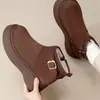 Sapatos de algodão quentes, com sola grossa e que aumentam a altura para mulheres, nova coleção outono/inverno 2026, sapatos de algodão versáteis estilo Birkenstock com forro de fleece para aquecimento, e botas de neve