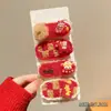 Pinza para el Cabello de Peluche Roja Festiva para Niños Modelo Nuevo 2026 Pinza Lateral para la Frente de Bebé Pasador Recto para Niñas