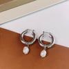 Brincos Coreanos Dongdaemun Femininos Simples Versátil Retrô Elegante Brincos de Pérola de Água Doce Tarraxas Brincos Estilo Frio