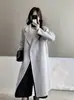 Abrigo de lana de alpaca doble cara, otoño/invierno, cuello simple de traje, engrosado para abrigar, efecto adelgazante, estilo largo, adecuado para ir al trabajo y uso casual