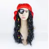 Peruca de Pirata Halloween Baile de Máscaras Cosplay Capitão Gancho Jack Caribenho Peruca Turbante