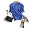 Tienda Insignia Shanghai Dan Nong/Camiseta de Punto de Manga Corta Intelectual Estilo Ol para Mujer de Lana Primavera