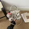 Bolsa de mão com nó de laço de bolinhas em veludo camurça estilo retrô, bolsa de ombro, bolsa de corrente fashion, nova bolsa caixa da moda