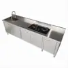 Gabinete de acero inoxidable 304, gabinete para lavabo, gabinete para estufa, gabinete plano, banco de trabajo de almacenamiento, gabinete integrado para lavabo doméstico