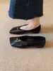 Zapatos Planos Cuadrados Retro de Moda Estilo Coreano 2026 para Mujer, Casual Versátil Elegante de Deslizamiento Poco Profundo para Mujer