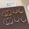 Pendientes de Aro de Metal Retorcido con Lazo de Diseño Único para Mujer, Pendientes de Tendencia de Moda Simples y Elegantes