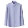 Camisa Casual Masculina 100% Algodão Nova Primavera Cor Sólida Oxford Manga Longa