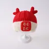 Gorro Rojo para Bebé Otoño e Invierno Cálido Engrosado Tejido Suéter Gorro Niño y Niña Bebé Festivo de Año Nuevo Gorro de Lana
